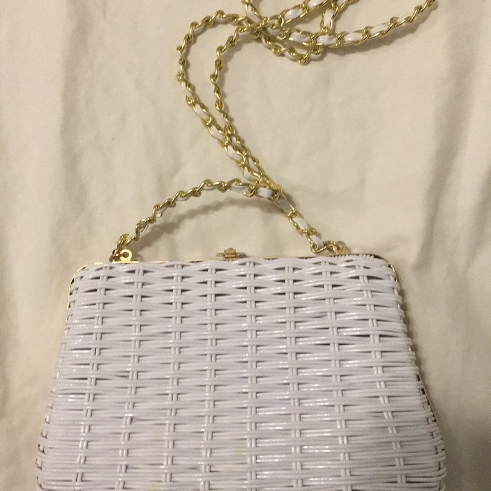 White woven purse